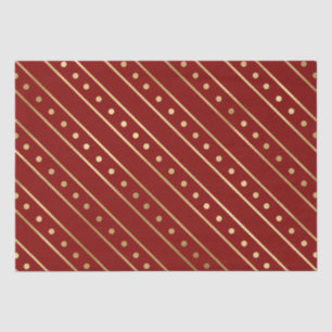 Papel De Seda Elegantes rayas y puntos de Navidad en hoja de oro