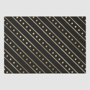 Papel De Seda Elegantes rayas y puntos de Navidades negros y Rel