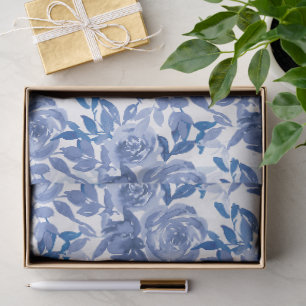 Papel De Seda Elegantes Rosas Azules Acuarela Decoupage