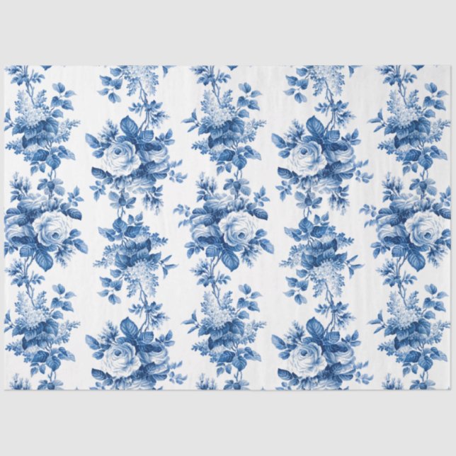 Papel De Seda Elegantes Rosas azules de China (Anverso)