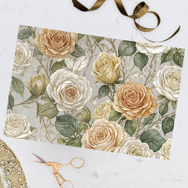 Papel De Seda Elegantes Rosas beige y crema