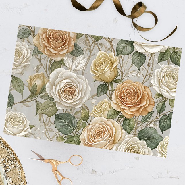 Papel De Seda Elegantes Rosas beige y crema (Subido por el creador)