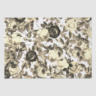 Papel De Seda Elegantes Rosas blancos negros de color beige
