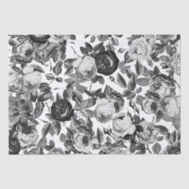 Papel De Seda Elegantes Rosas blancos negros de época