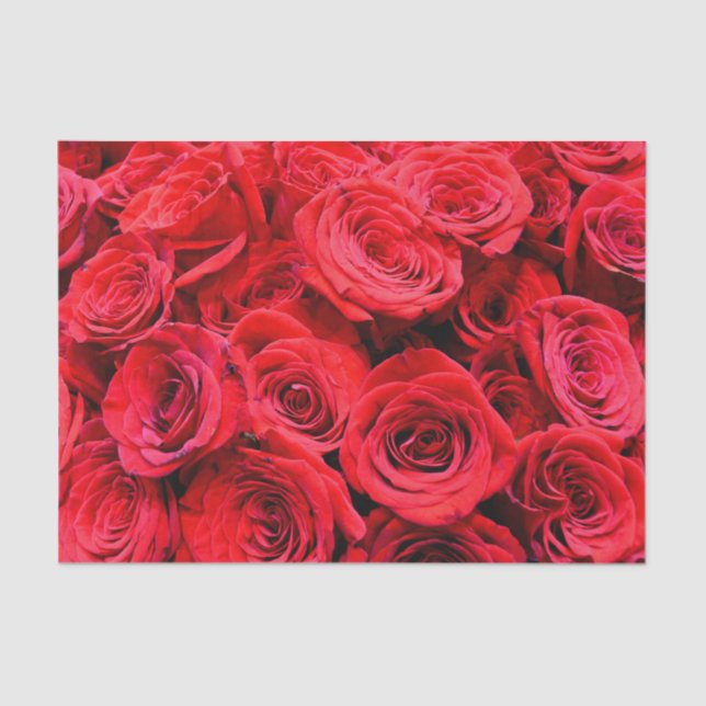 Papel De Seda Elegantes rosas rojas de foto floral (Anverso)