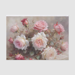 Papel De Seda Elegantes rosas rojas, rosas y blancas