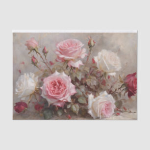 Papel De Seda Elegantes rosas rojas, rosas y blancas