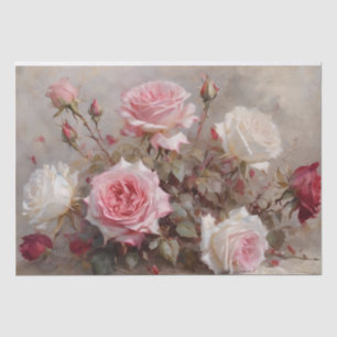 Papel De Seda Elegantes rosas rojas, rosas y blancas