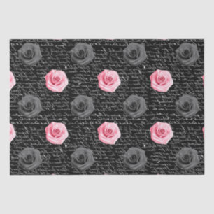 Papel De Seda Elegantes Rosas Rosadas Shabby Chic y Letra a Mano