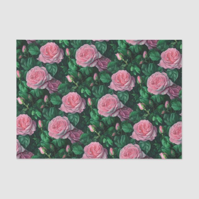 Papel De Seda Elegantes rosas rosas (Anverso)