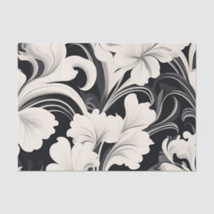 Papel De Seda Elegantes Swils Floral en blanco y negro