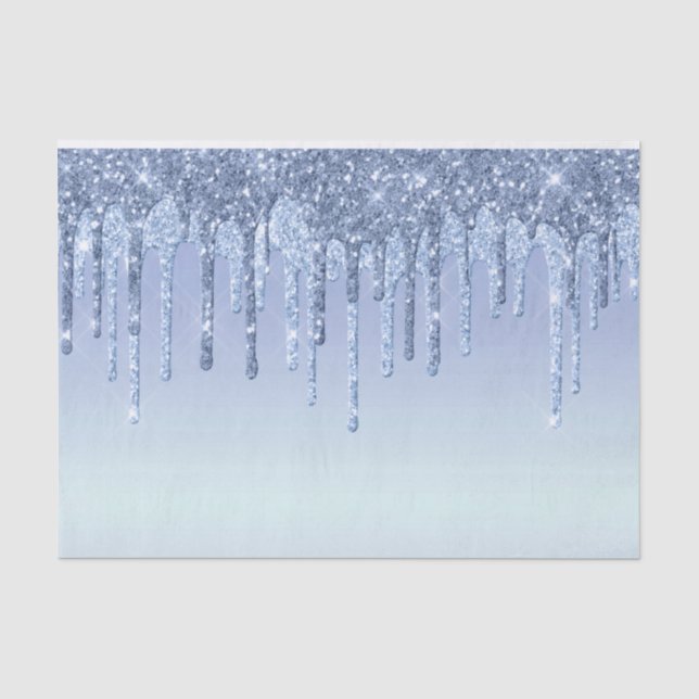 Papel De Seda Elegantes taladros Purpurinas azules (Anverso)