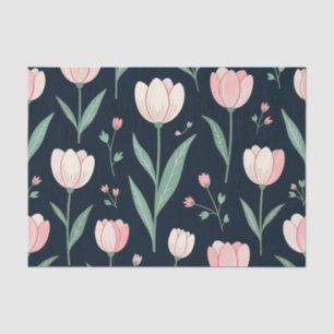 Papel De Seda Elegantes Tulipanes Rosados Patrón Floral Sin Cost