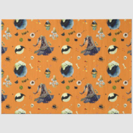 Papel De Seda Elementos de Halloween sobre Naranja