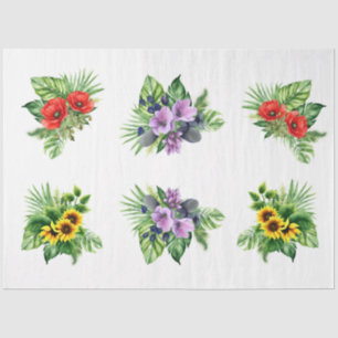 Papel De Seda Elementos Florales para Artesanía de Decoupage