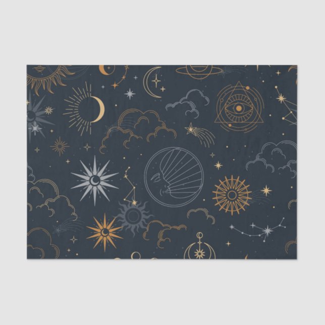 Papel De Seda Elementos místicos celestes y lunares (Anverso)