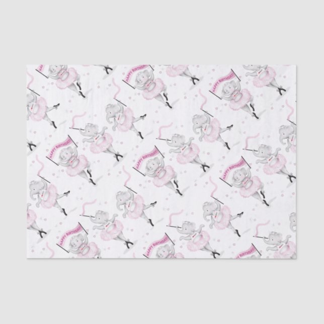 Papel De Seda Elephant Ballerina Dance Birthday (Anverso)