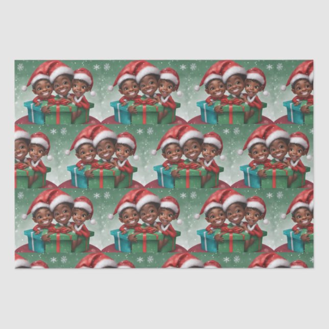 Papel De Seda Elf Navidades afroamericanos (Anverso)