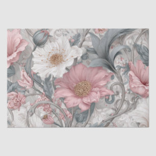 Papel De Seda Elise Rosa y Gris Jardín Nouveau
