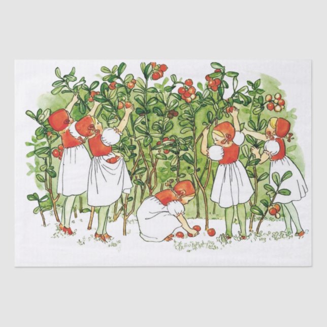 Papel De Seda Elsa Beskow Chica Cute Strawberry (Anverso)