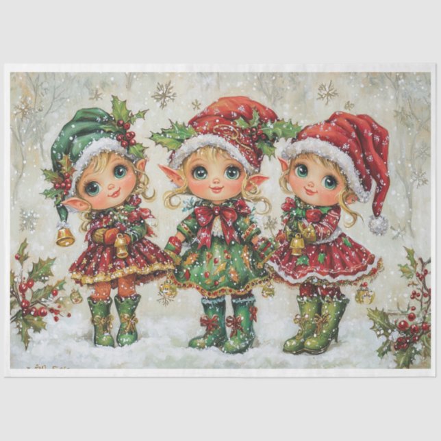 Papel De Seda Elves Navidades Adorables (Anverso)