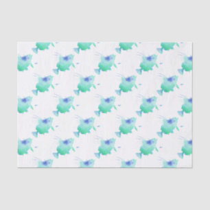 Papel De Seda embalaje de la aguamarina de los pescados del