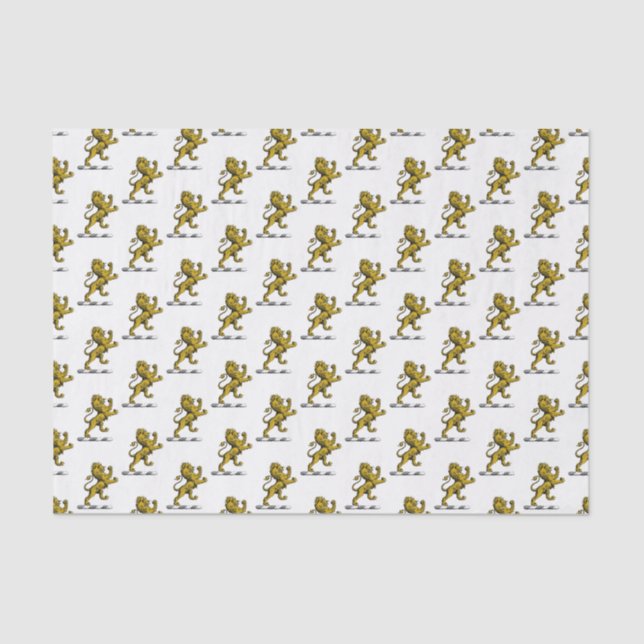 Papel De Seda Emblema de cresta de león parado heráldico C (Anverso)
