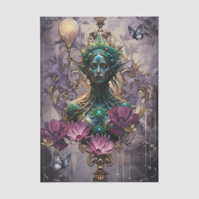 Papel De Seda Emerald Dreams Fantasy Forest Queen Decoupage (Anverso)