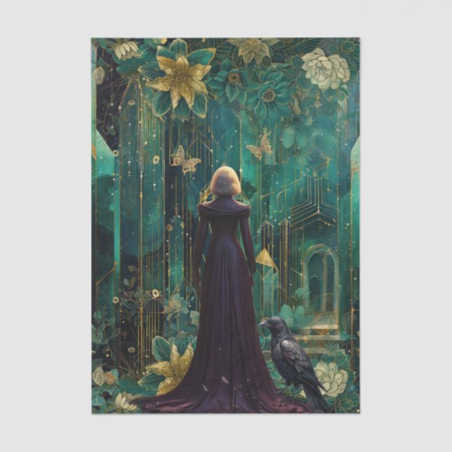 Papel De Seda Emerald Dreams Fantasy Forest Queen Decoupage (Anverso)
