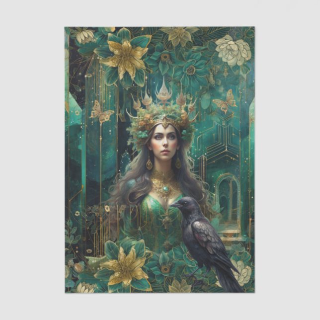 Papel De Seda Emerald Dreams Fantasy Forest Queen Decoupage (Anverso)