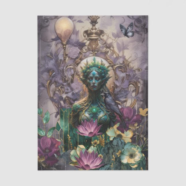 Papel De Seda Emerald Dreams Fantasy Forest Queen Decoupage (Anverso)