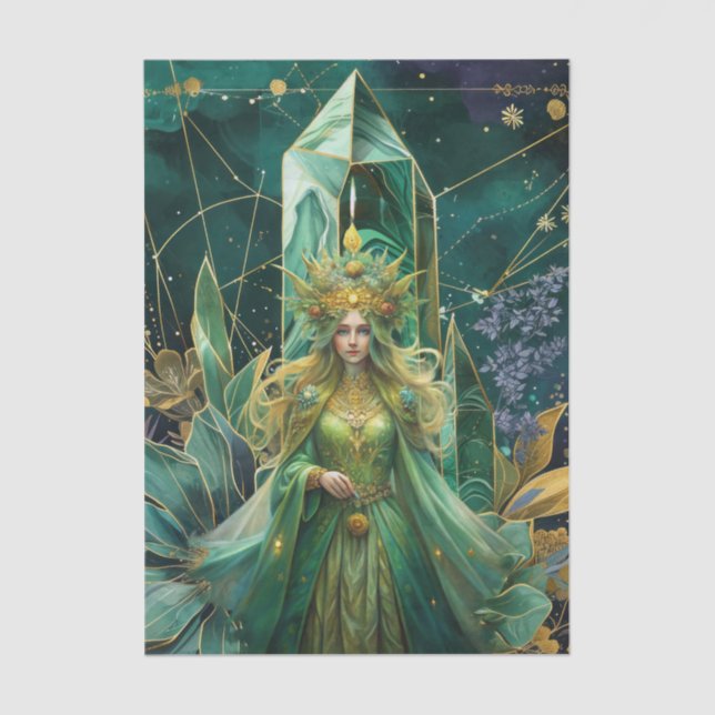 Papel De Seda Emerald Dreams Fantasy Forest Queen Decoupage (Anverso)