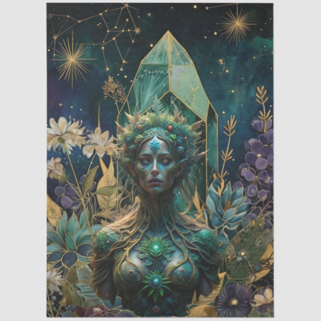 Papel De Seda Emerald Dreams Fantasy Forest Queen Decoupage (Anverso)