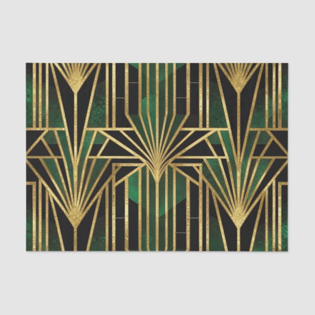 Papel De Seda Emerald Gold Art Deco Glamour (Anverso)