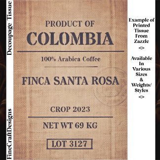 Papel De Seda Empaque de Café Arábica Rústico FC8 Decoupage