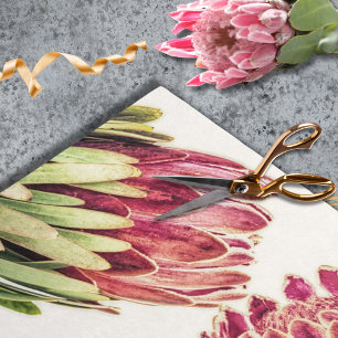 Papel De Seda Empaquetado de Favor Floral Protea Rosa Botánica