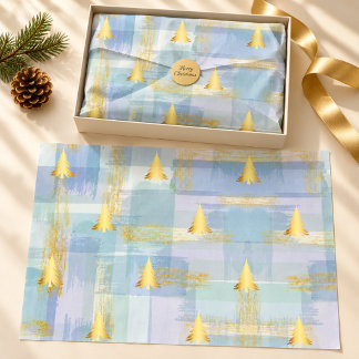 Papel De Seda Empaquetado de regalos de Navidad Plaid Pastel y P