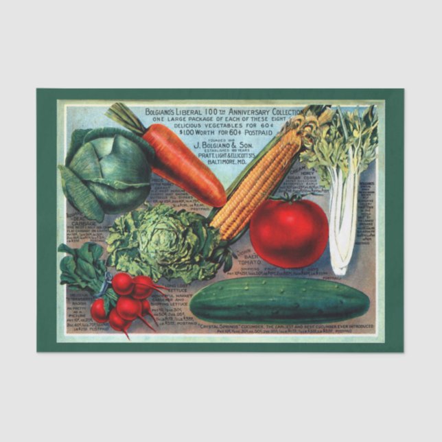 Papel De Seda Empaquetado de semillas de verduras venecianas Des (Anverso)