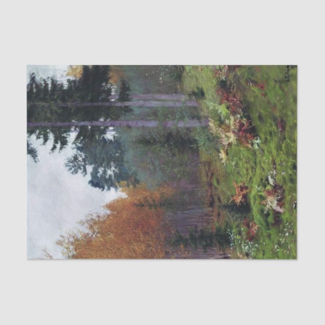 Papel De Seda En el bosque en otoño por Isaac Levitan (Anverso)