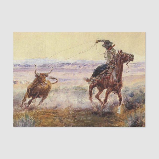 Papel De Seda "En el estanque" de Charles M Russell (Anverso)