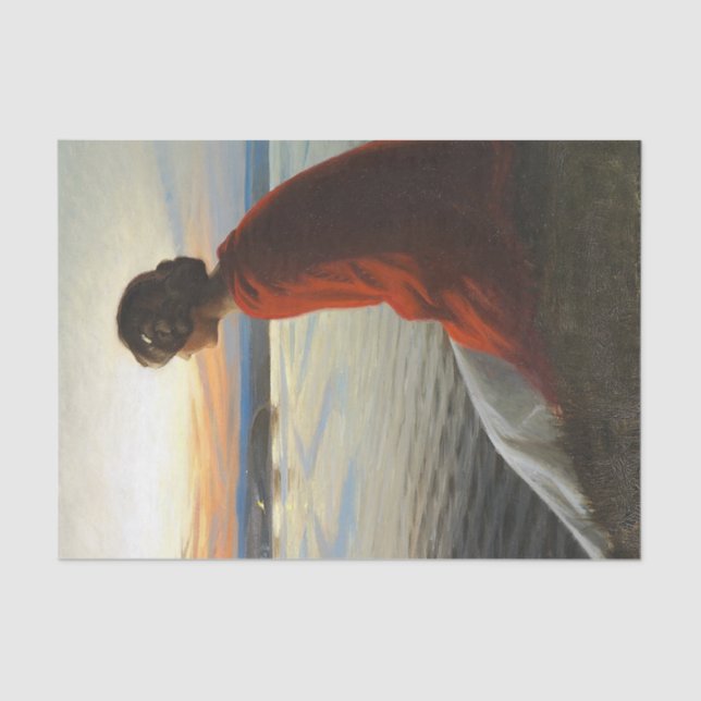 Papel De Seda En ung Kvinde Betragter et Sankthansbål (Anverso)