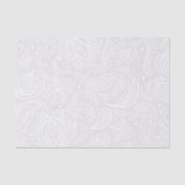 Papel De Seda Encaje de cachemira blanco elegante (Anverso)