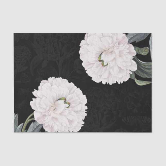 Papel De Seda encaje negro peony blanco (Anverso)