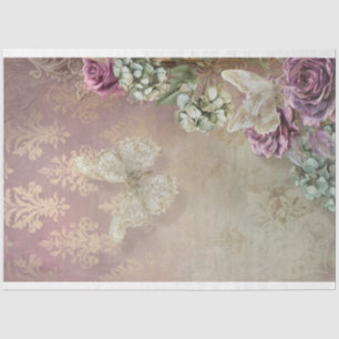 Papel De Seda Encaje Reverie, Mariposa Malva Menta y Floral