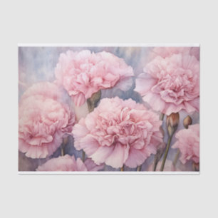 Papel De Seda Encantador Arte en Acuarela de Clavel Rosa Rubor