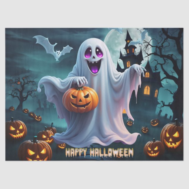 Papel De Seda Encantador diseño de Halloween transmite. (Anverso)