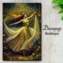 Papel De Seda Encantadora de Jardín Danza Crepuscular Dorada Dec