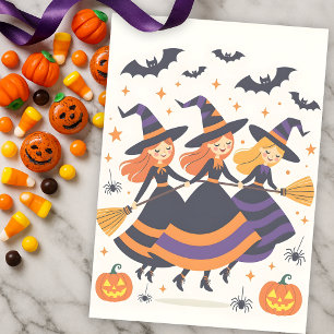 Papel De Seda Encantadoras brujas que vuelan en fiesta de Hallow