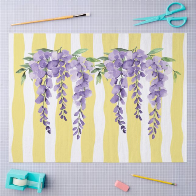 Papel De Seda Encantadoras uvas violetas Descomposición de rayas (Artesanía)