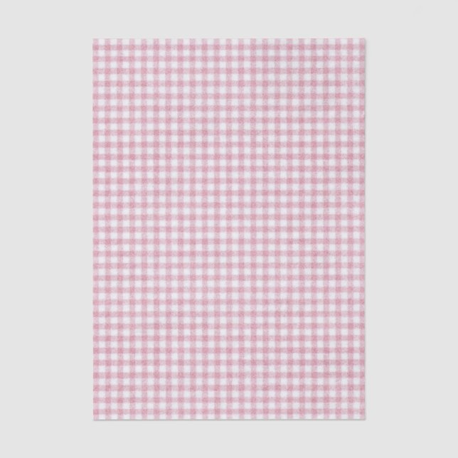 Papel De Seda Encanto de Gingham Rosa y Blanco aterciopelado (Anverso)